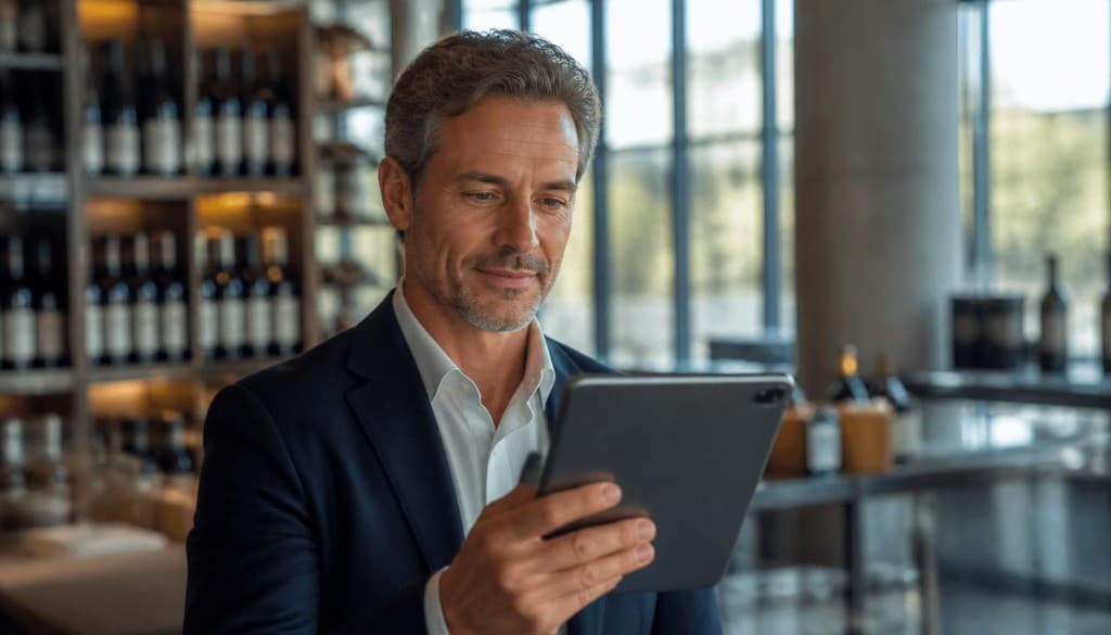 Buyer reviewing wine portfolio and sourcing options